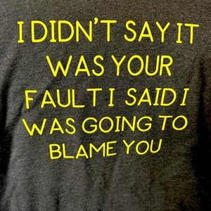 I didn’t say it was your fault I said I was blaming you. Shirt
